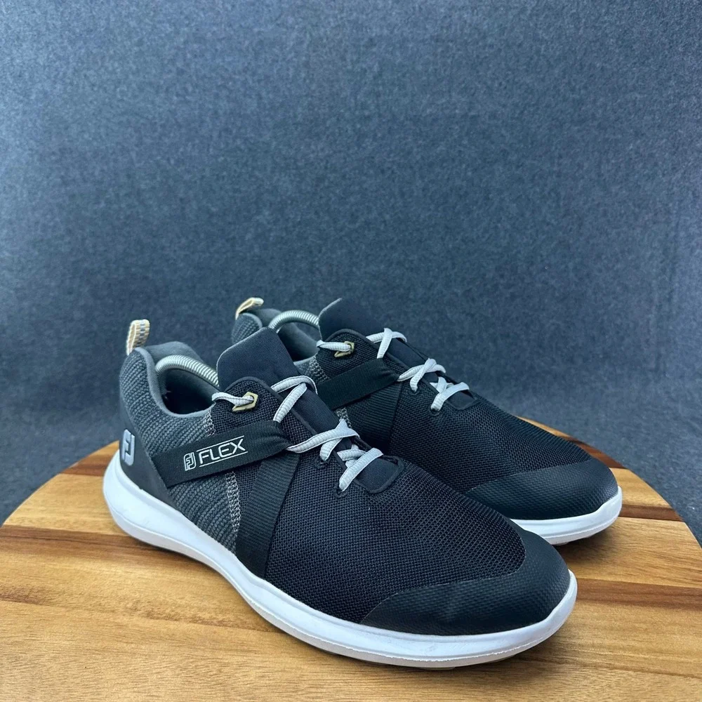 Footjoy FJ Flex Golf Shoes Mens Sz 9.5 XW Black Spikeless Golfing Sneakers 56103